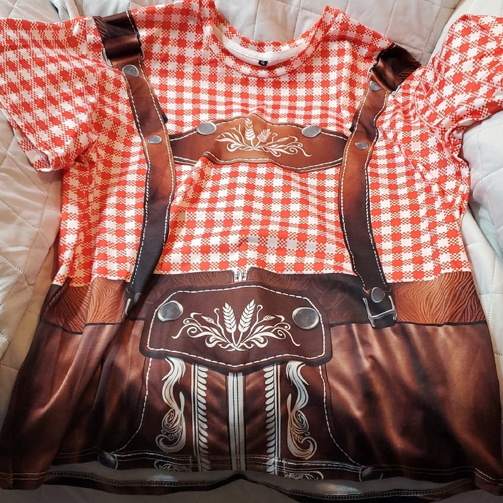 Red and Brown Checkered Oktoberfest T-Shirt